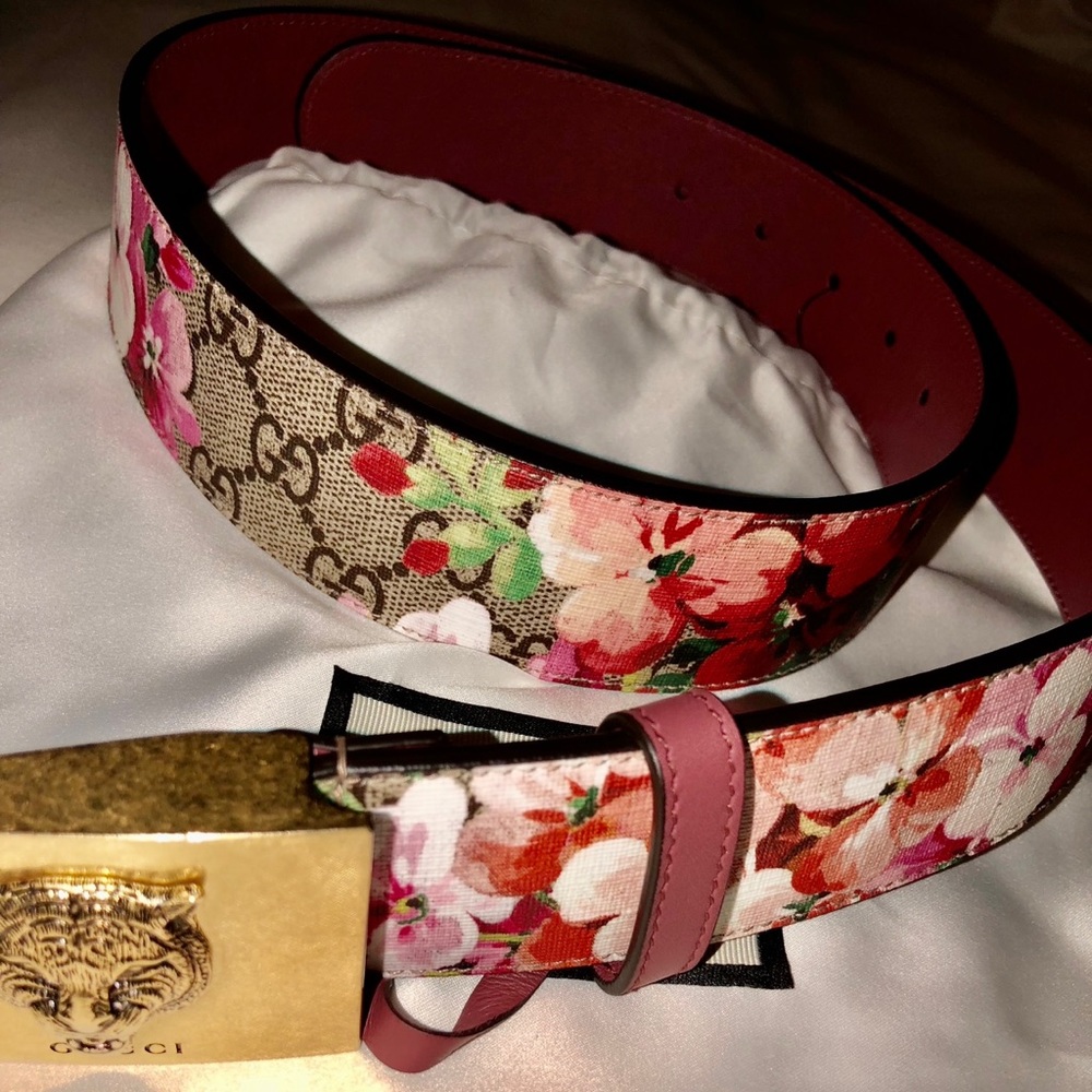 NWOT GUCCI GUCCISSIMA BLOOMS TIGER BELT
